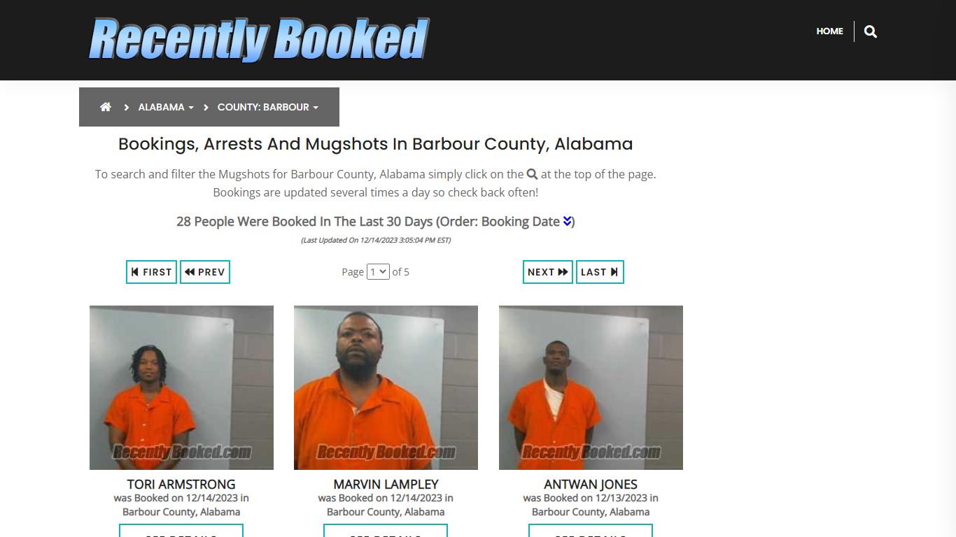 Bookings, Arrests and Mugshots in Barbour County, Alabama